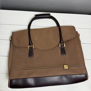 Diane von Furstenberg DVF Leather Trimmed Canvas Duffle Carry-On Travel Bag